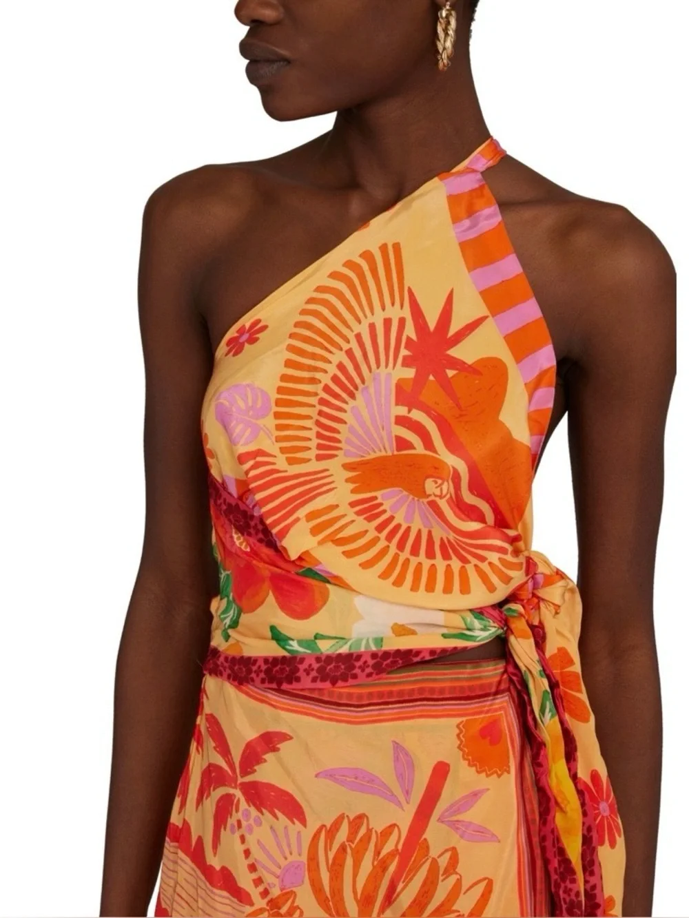 Farm Rio Forest Mixed Scarves midi dress women’s sz Large nwt new - Picture 2 of 16